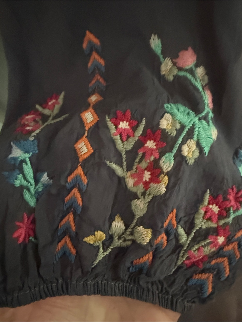 Johnny Was Black Embroidered Boho Tunic with Multicolor Embroidered Accents - Picture 4 of 16